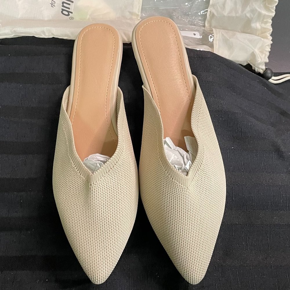 Slocyclub Womens Pointed Toe Open Heel Flats Slip On Mules sz 9 New w/o Box New